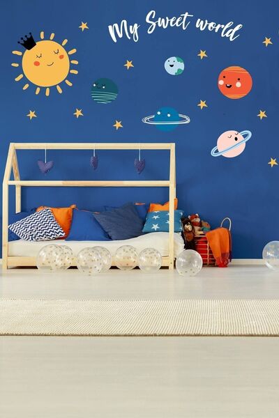 KT Decor Set zidnih naljepnica za dečiju i bebinu sobu Planet Sa deznom - Slatko