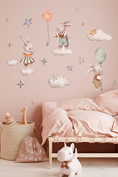 Kt Grup Harikalar Diyarında Neşeli Tavşanlar Çocuk Odası Duvar Sticker Seti