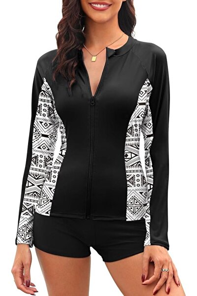 VipDeluXe Tuopuda Rash Guard tişört, uzun kollu, fermuarlı, UPF 50+ UV koruma...