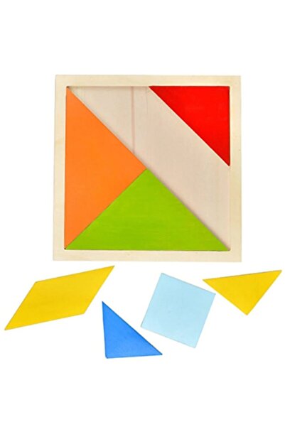 kayasan kids Montessori Renkli Büyük Tangram Oyuncak 26x26 Cm