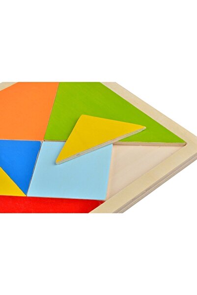 kayasan kids Montessori Renkli Büyük Tangram Oyuncak 26x26 Cm