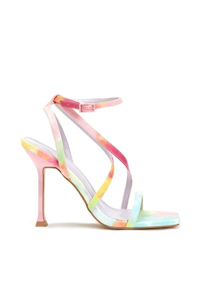 Dıvarese Kadın Küt Burun Renkli Ince Topuklu Bantlı Sandalet