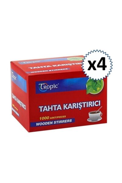 Tropic Çay Kahve Tahta Karıştırıcı 1000'li 4 Adet