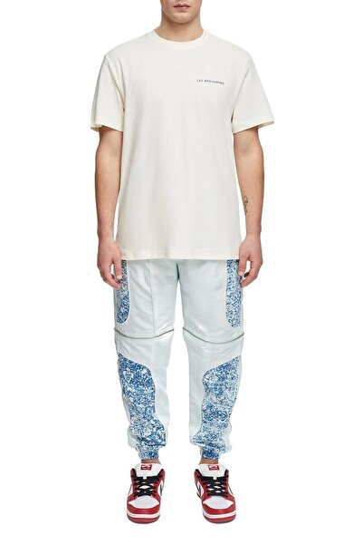 LES BENJAMINS Ανδρικό μπλουζάκι από βαμβακερό λαιμόκοψη σε κανονική εφαρμογή εκρού Lb21sscormuts