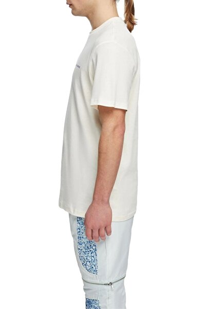 LES BENJAMINS Ανδρικό μπλουζάκι από βαμβακερό λαιμόκοψη σε κανονική εφαρμογή εκρού Lb21sscormuts