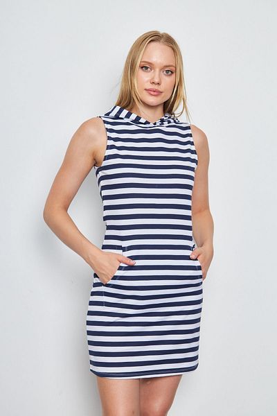 LİVE SPORT Mini rochie tricotată fără mâneci, cu glugă și buzunar cangur