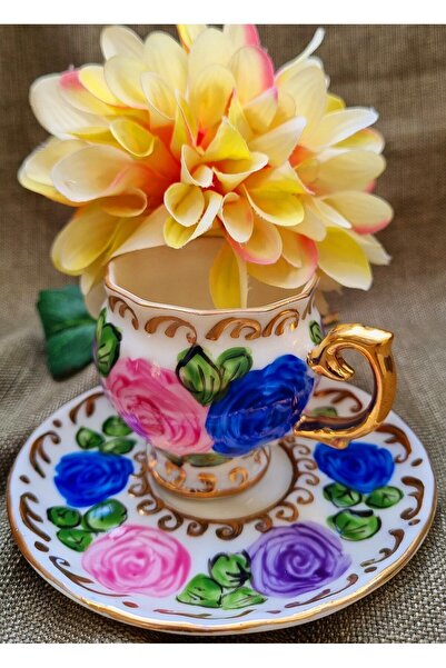 BY.RAYKA PORSELEN El Dekor Diva Porcelain Hand Painting Set of 2 Cups