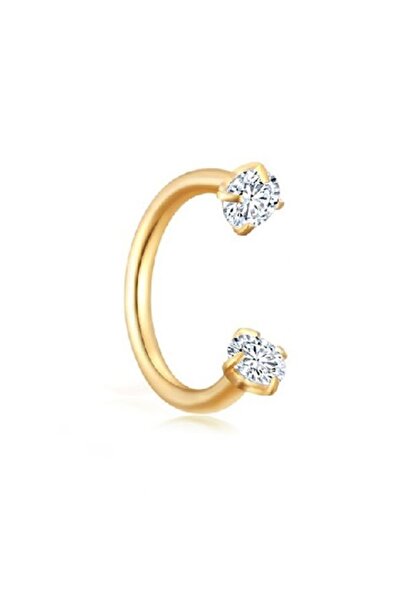 Begonia Accessories 316l Cerrahi Çelik Zirkon Taş Yarım Halka Helix Gold Kaplama Piercing