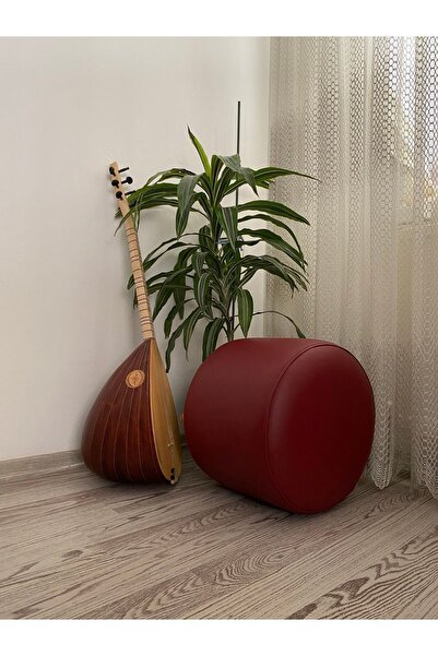 Papuli Ahşap Ayaklı Suni Deri Yuvarlak Puf&bench Koltuk/tabure