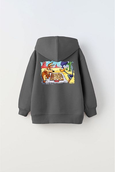 The Champ Clothing Унисекс детски суичър с качулка и щампа „Полярно шахматно“