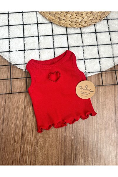 ArdenKids Kırmızı Kalp Detaylı Çocuk Body