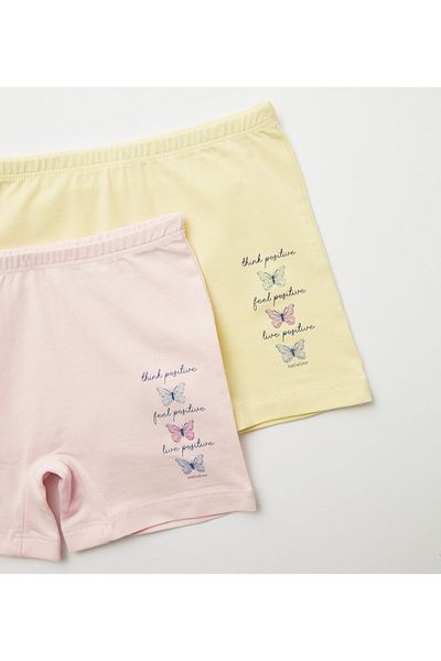 natuline Girl's Positif Butterfly Lycra 2-pack Boxer