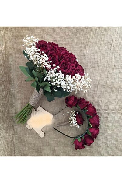 Genel Markalar Gelin Buketi Gelin Taç Ve Damat Yaka Çiçegi Ile Birlikte Kadif...