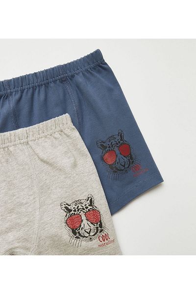 natuline Boy's Organic Cotton Lycra Boxer 4pcs Cool Tiger Lycra 3504-4