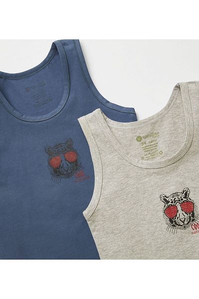 natuline Boy's Organic Cotton Lycra Undershirt 4-pack Cool Tiger 3004-4