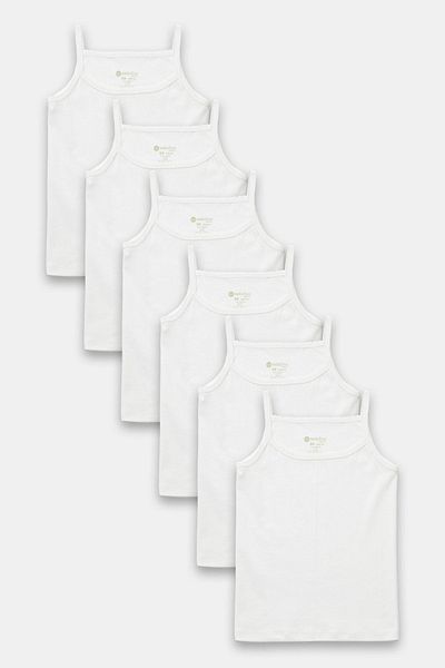 natuline Girl's Organic Cotton Ribbed 6-Pack Rope Strap Undershirt