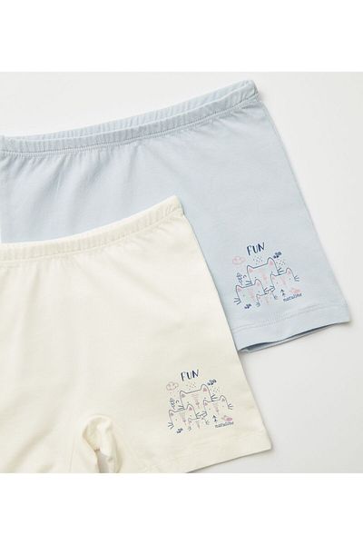 natuline Girl's Organic Cotton Lycra Boxers 4-Piece Fun Cat 5503-4