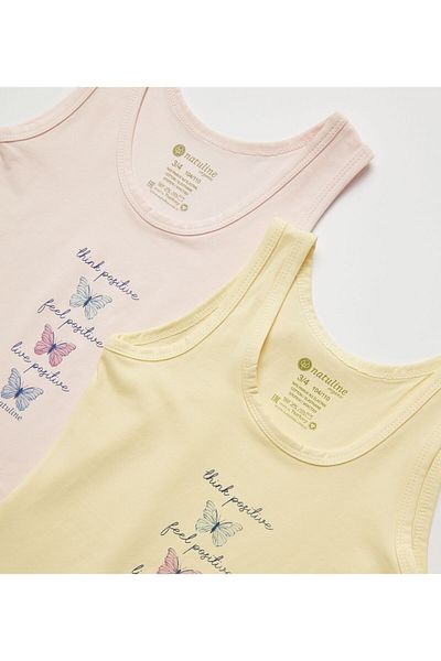 natuline Girl's Positive Butterfly Lycra 4-pack Undershirt