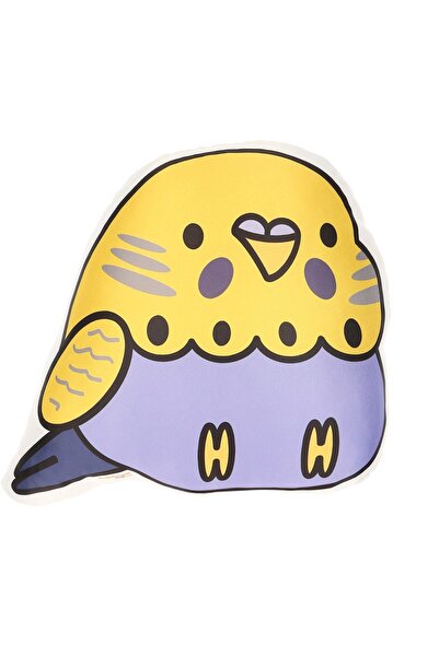 Kuşarkadaşım Sarı Mor Muhabbet Kuşu 3 Boyutlu Yastık