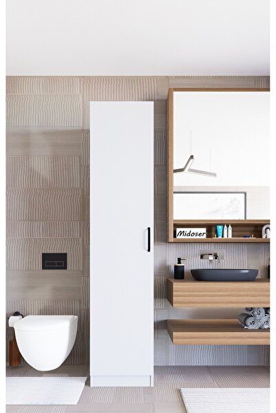 midoser Yaman Mat Beyaz Tek Kapaklı 4 Raflı Çok Amaçlı Mutfak Kiler Ve Banyo Dolabı