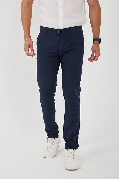 BROCARD Navy Blue Lycra Men's Chino Pants