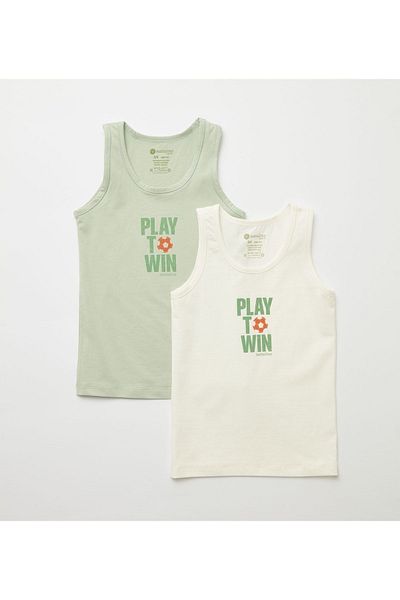 natuline Boy's Organic Cotton Lycra Undershirt 2-pack Play To Win Lycra 3003-2