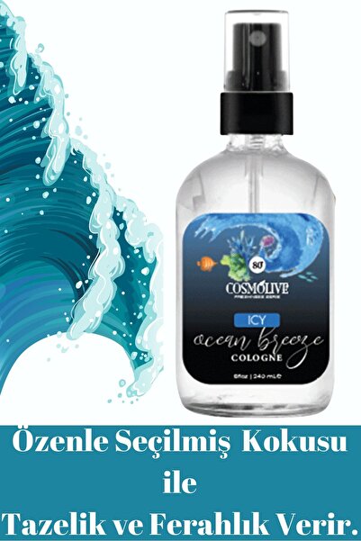 Cosmolive Kolonya | Okyanus Esintisi | 80° | Spreyli | Cam Şişe | Kraft Kutu | 240 ml