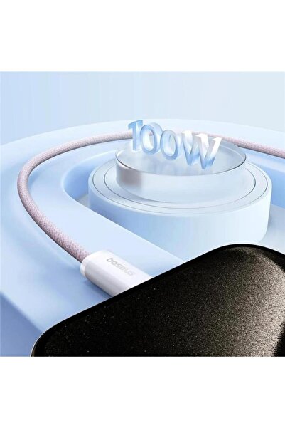 Baseus Süper Dayanıklı 1 m 100W Type C To Type C Şarj Kablosu, E-Marker Çipli Akım Isı Korumalı