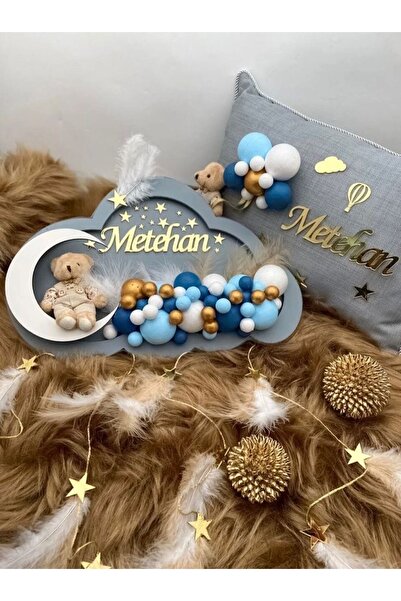 LARA küçük dükkan atolyesi Bebek Kapı Süsü Yastıksız Led Işıklı