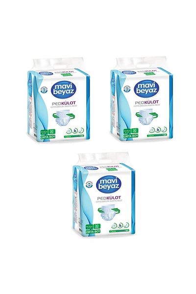 Mavi beyaz Pad Panties Adult Patient Diapers Medium Size-medium 30 Pieces 3 Packs 90 Uses