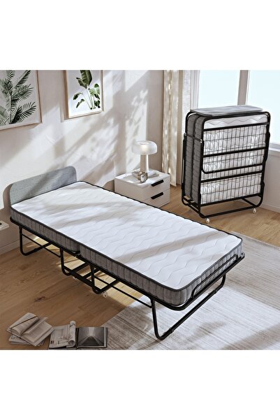 FANO Vito (80X190) Lüks Katlanır Yatak - Metal Somya Karyola Ve Katlanır Yatak Seti