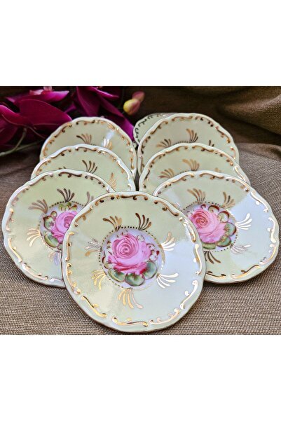 BY.RAYKA PORSELEN El Dekor Set of 12 Rose Tea Plates