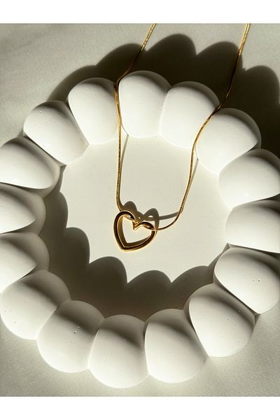 Harlofia Jewelry Empty Heart Steel Necklace