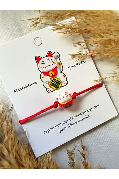 Atölye Merdiven Lucky Cat Ceramic Maneki Neko Gift Bracelet