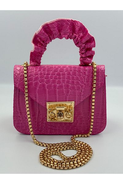 KIRASE Rochie mini pentru femei - Geantă crossbody din piele artificială cu ornamente, curea cu lanț și închidere cu magnet