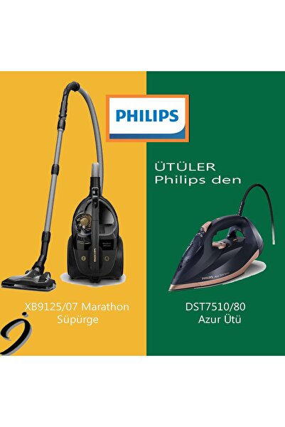 Philips Marathon Ultimate Torbasız Süpürge, XB9125/07 + Philips Azur 7000 Buharlı Ütü DST7510/80