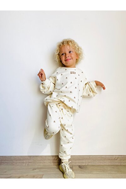 minibambi New Season Teddy Bear Printed Top and Bottom Set
