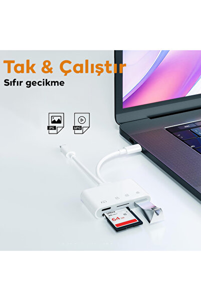Ally NK-104PRO Type-c-İPhone to Type-c + SD-TF Kart Çevirici Ve USB Kamera Okuyucu Adaptör