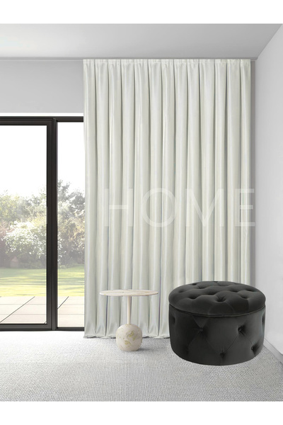 SAYDEMİR HOME Kırık Beyaz Krem Saten Güneşlik Perde Üst Kalite PİLESİZ DİKİM