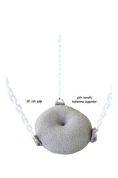 Kuşarkadaşım Double Sided Round Bagel Swing - Cockatiel White Gray Speckle Toy