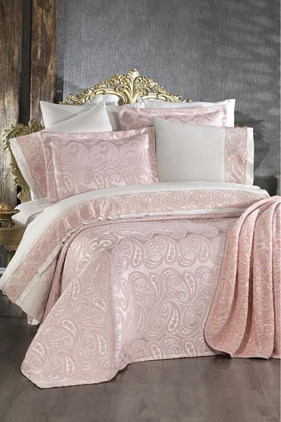 Çeyiz Diyarı Powder Colored Shawl - 10 Piece Dowry Set with Blanket