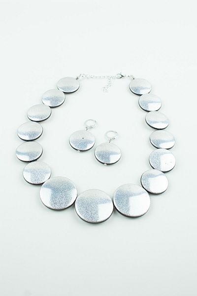 Pridza Glittered Round Design Women's NecKlace and Earring Set