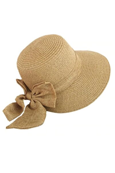 ESUSO Ütülenebilir Yıkanabilir Puantiyeli Lora Vizör Hasır Şapka Plaj Şapkası...