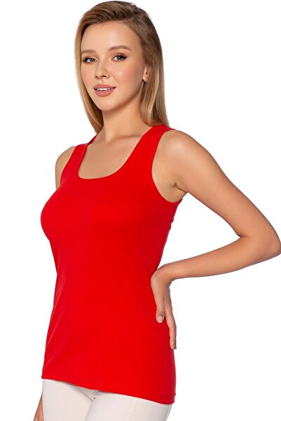 Gümüş İç Giyim Kadın Ribana Geniş Askı Atlet Kırmızı