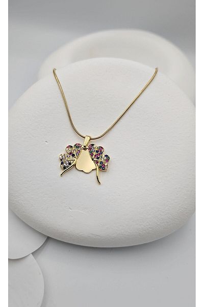 m mavi deniz accesories Stainless Steel Necklace - Clover Detailed and Colorful