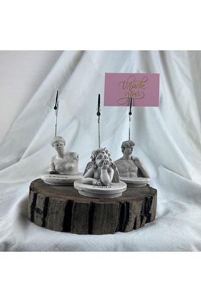 oasis decoration Mink Antique David, Cupid (Angel) and Venus Base Sculpture 3-Piece Note Holder Set, Photo Holder