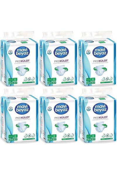 Mavi beyaz Ped Emici Külot Hasta Bezi Medium Orta 180 Adet