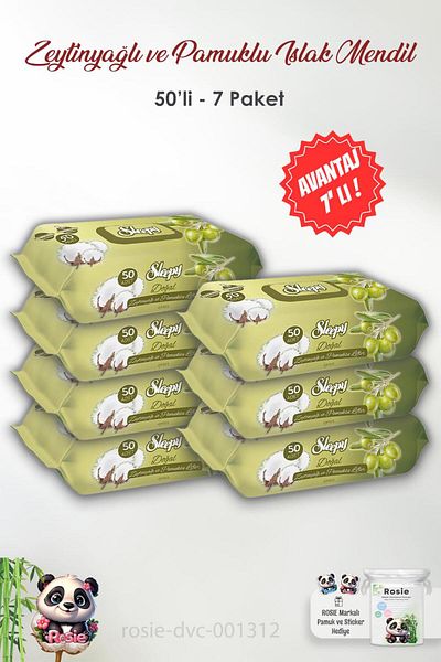 Sleepy 7-Piece Sleepy Natural Olive Oil Cotton Wet Baby Towels - 50-Piece ROSIE