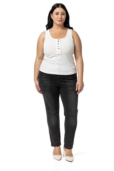 DISENTIS MODEST Ecru Plus Size Poplin Camisole Body - Patched Design