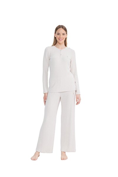 U.S. Polo Assn. Kadın Viskon Kumaş Kışlık Pijama Takım
